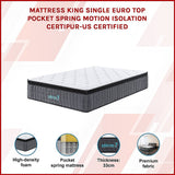 NNEDSZ Mattress King Single Euro Top Pocket Spring Motion Isolation CertiPUR-US Certified