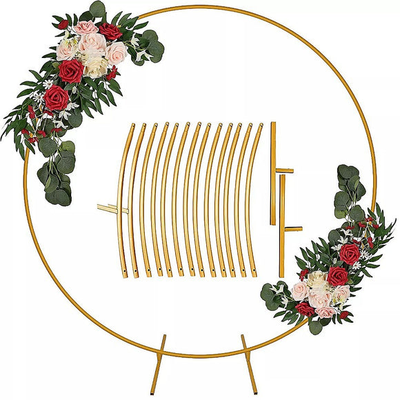 NNEDSZ 250cm Round Balloon Arch Frame Stand Gold