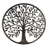 NNEDSZ French Rustic 60cm Tree of Life & Birds Round Metal Wall Garden Art Sculpture