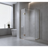 NNEDSZ 90cm Frameless Diamond Shower Screen with Black Channels and SS Hinges & Round Handle