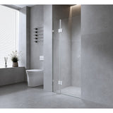 NNEDSZ 120cm Wall to Wall Frameless Shower Screen with Black Brackets and SS Hinges, Round Handle