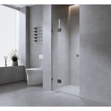 NNEDSZ 120cm Wall to Wall Frameless Shower Screen with Black Brackets and Brass Hinges, Round Handle