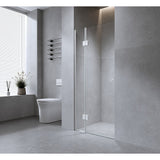 NNEDSZ 120cm Wall to Wall Frameless Shower Screen with Black Channel and SS Hinges , Round Handle