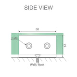 NNEDSZ 120x80cm Corner Frameless Shower Screen with Black Brackets and Brass Hinges, Round Handle