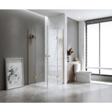 NNEDSZ 120x120cm Double Door Corner Shower with Chrome Channels and SS Hinges, Round Handle