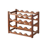 NNEDSZ Bamboo Wine Rack Free Standing 15 Bottles with 6 Glasses Holder Storage in Brown