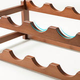 NNEDSZ Bamboo Wine Rack Free Standing 15 Bottles with 6 Glasses Holder Storage in Brown