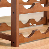 NNEDSZ Bamboo Wine Rack Free Standing 15 Bottles with 6 Glasses Holder Storage in Brown