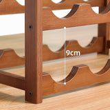 NNEDSZ Bamboo Wine Rack Free Standing 15 Bottles with 6 Glasses Holder Storage in Brown