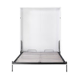 Queen Wall Bed in White – Space Saving Murphy Bed Kit with Silver Door Handle