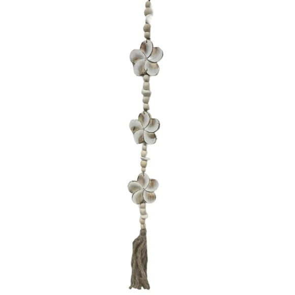 NNEDSZ White Flowers W Beads + Tassel Mobile 90cm