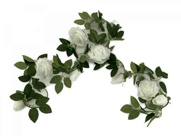 NNEDSZ Flowering White Artificial Rose Garland 190cm