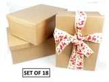 Set 18 Assorted Gift Boxes Natural Brown 43cm