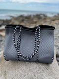 NNEDSZ Neoprene Bag - Vegan Tote - 2 Piece Set - Charcoal
