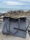 NNEDSZ Neoprene Bag - Vegan Tote - 2 Piece Set - Charcoal