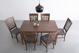 NNEDSZ ALLEGRO Dining Table + 6x ASBEL Dining Chair - 7 Piece Dining Set - Cocoa