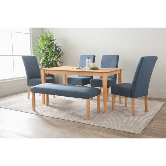 NNEDSZ ALLEGRO Dining Table + 4x MESI Dining Chair + MESI Bench - 6 Piece Dining Set - Natural