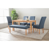 NNEDSZ ALLEGRO Dining Table + 4x MESI Dining Chair + MESI Bench - 6 Piece Dining Set - Natural