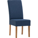 NNEDSZ Dining Chair x2 - Natural Colour Legs Blue Colour Challis Fabric Upholstery