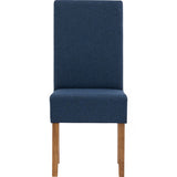 NNEDSZ Dining Chair x2 - Natural Colour Legs Blue Colour Challis Fabric Upholstery