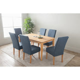 NNEDSZ Dining Chair x2 - Natural Colour Legs Blue Colour Challis Fabric Upholstery