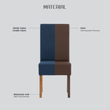NNEDSZ Dining Chair x2 - Natural Colour Legs Blue Colour Challis Fabric Upholstery
