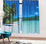 NNEDSZ Sea View 3D Printing Blockout Curtains 2x127x160cm PINCH PLEAT Fabric Seascape