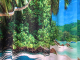 NNEDSZ Sea View 3D Printing Blockout Curtains 2x127x160cm PINCH PLEAT Fabric Seascape