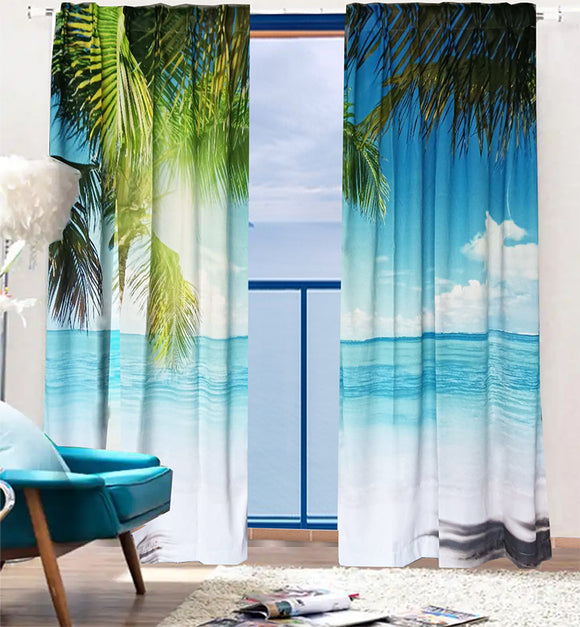 NNEDSZ Sea View 3D Printing Blockout Curtains 260x213cm PINCH PLEAT Fabric Seascape