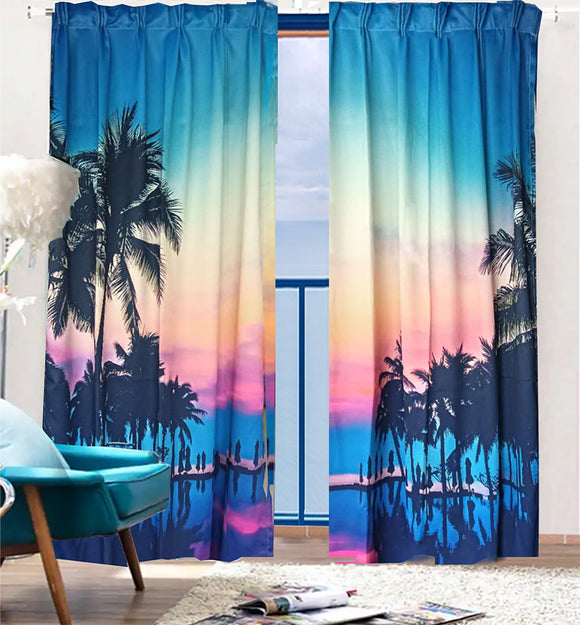 NNEDSZ Sea View 3D Printing Blockout Curtains 260x213cm PINCH PLEAT Fabric Seascape