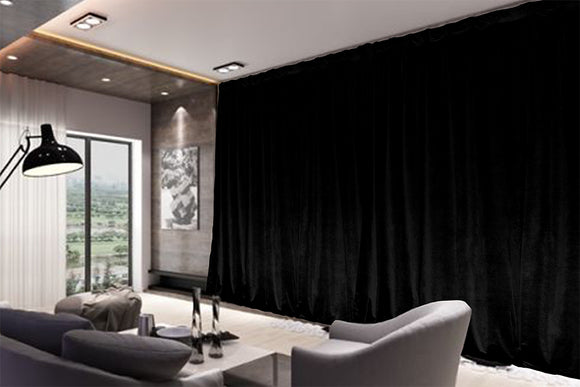 NNEDSZ Large Thick Velvet Blockout Curtains 600x 270cm PINCH PLEAT 2 panel+Hooks Black