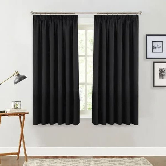 NNEDSZ 100% Blockout Curtain 137x160cm PINCH PLEAT Blackout High Level Fabric Black