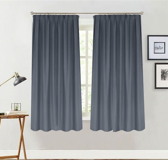 NNEDSZ Blockout Curtain 130x160cm PINCH PLEAT+ Hooks High Level Fabric Grey Blue