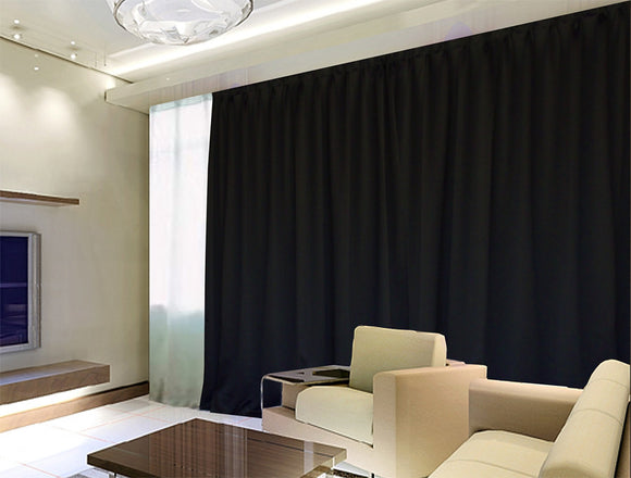 NNEDSZ Blockout Curtains 560x230cm PINCH PLEAT Blackout High Level Fabric +Hooks,Black