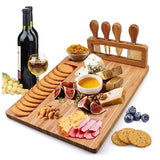 NNEDSZ Stella Bamboo Cheese Charcuterie Board and Knife Set 7 Piece Rectangle 36x26cm Free Delivery