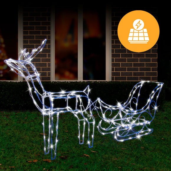 NNEDSZ Solar LED Sleigh with Reindeer - 80 cm