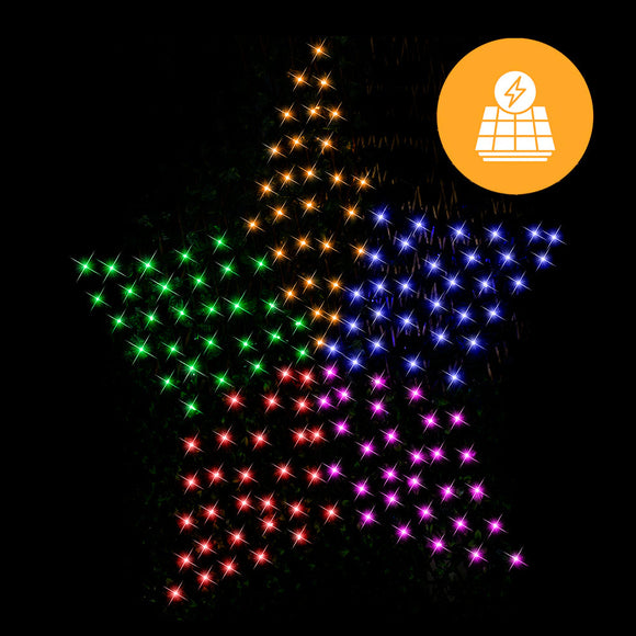 NNEDSZ Solar 150 LED Star Net – Rainbow Color 150cm