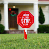 NNEDSZ Solar Santa Stop Sign Stake 45cm
