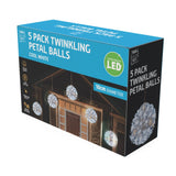 NNEDSZ LED Twinkle Petal Balls 10cm 5-Pack Cool-Warm White or Multicolor - Multicolor