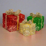 NNEDSZ LED Jumbo Presents 3-Piece Glitter/Gold Bow Twinkle