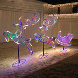 NNEDSZ LED Acrylic Sleigh Reindeers Twinkle Multi