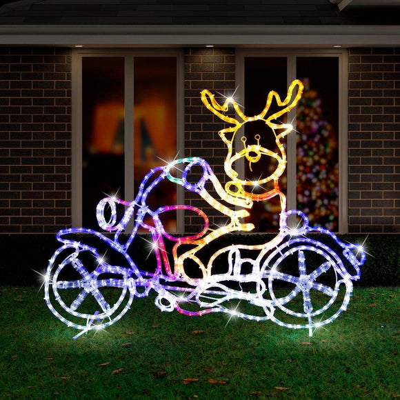 NNEDSZ LED Ropelight Motorbike Crew Reindeer