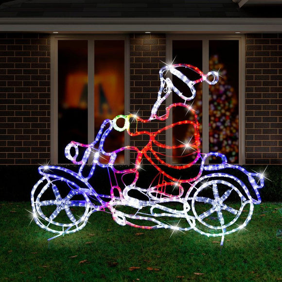 NNEDSZ LED Ropelight Motorbike Crew Santa