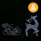 NNEDSZ Solar LED Acrylic Sleigh with Reindeer White
