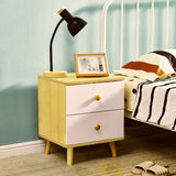 NNEDSZ NNECN Wooden Bedside Cabinet with Two Drawers and Sturdy Legs