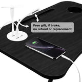 NNEDSZ NNECN Laptop Desk Bed Table Tray Folding Breakfast Table Portable Lap Standing Desk Notebook Stand Reading Holder for Bed/Sofa Large Lap Desk with USB-Charger and Cup-Holder