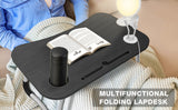 NNEDSZ NNECN Laptop Desk Bed Table Tray Folding Breakfast Table Portable Lap Standing Desk Notebook Stand Reading Holder for Bed/Sofa Large Lap Desk with USB-Charger and Cup-Holder
