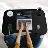 NNEDSZ NNECN Laptop Desk Bed Table Tray Folding Breakfast Table Portable Lap Standing Desk Notebook Stand Reading Holder for Bed/Sofa Large Lap Desk with USB-Charger and Cup-Holder