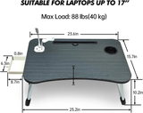 NNEDSZ NNECN Laptop Desk Bed Table Tray Folding Breakfast Table Portable Lap Standing Desk Notebook Stand Reading Holder for Bed/Sofa Large Lap Desk with USB-Charger and Cup-Holder