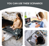 NNEDSZ NNECN Laptop Desk Bed Table Tray Folding Breakfast Table Portable Lap Standing Desk Notebook Stand Reading Holder for Bed/Sofa Large Lap Desk with USB-Charger and Cup-Holder